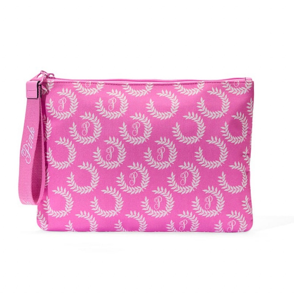Victoria's Secret PINK Top-Zip Pouch Pink Logo . NWT